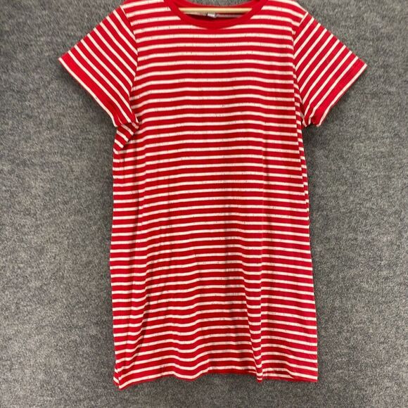Sonoma T-Shirt Dress Women PXXL Petite Red Striped Short Crew Neck Short Sleeve - Picture 4 of 9